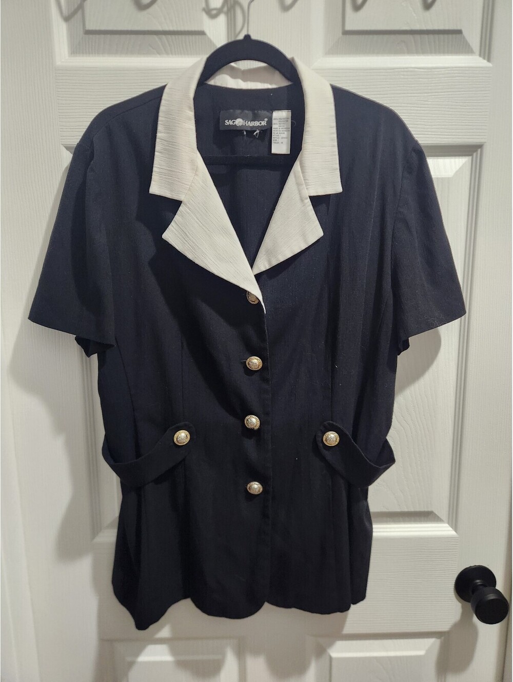 Sag Harbor Black and Cream Short Sleeve Suit Jacket Size 18
